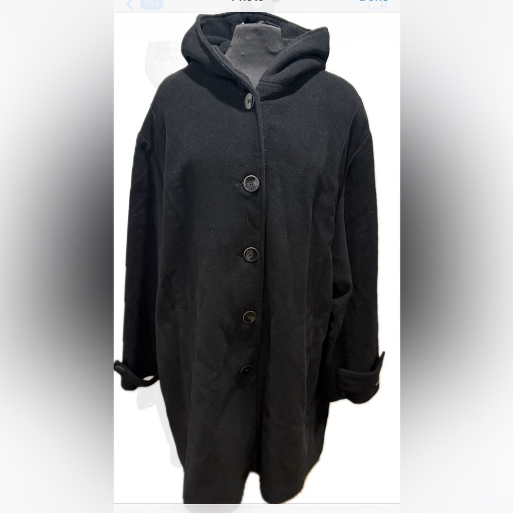 NWT Jones New York Black Hooded Trench Coat size 24W